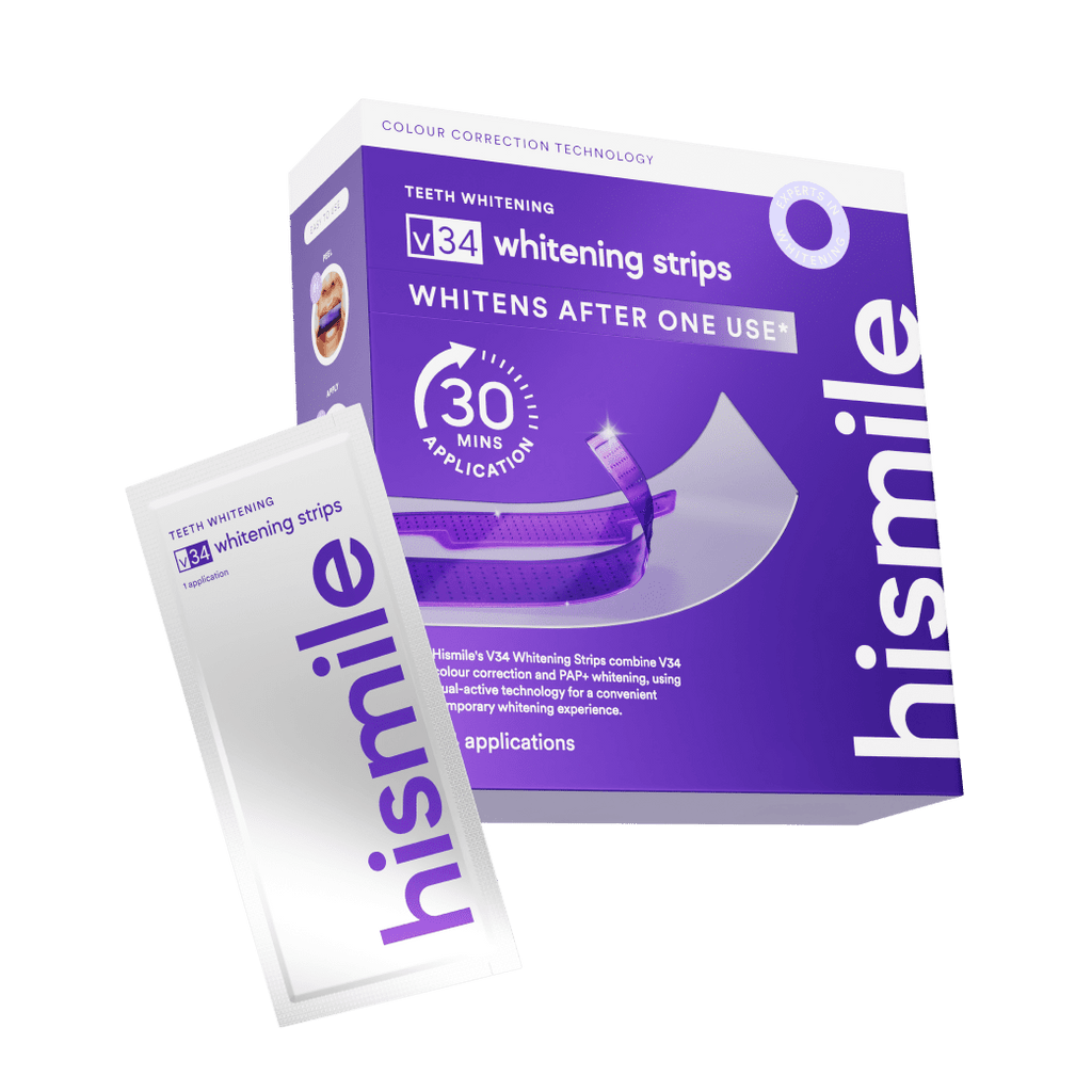 Hismile V34 Whitening Strips- 8x Brighter Smile, Enamel Safe, Non-Sensitive