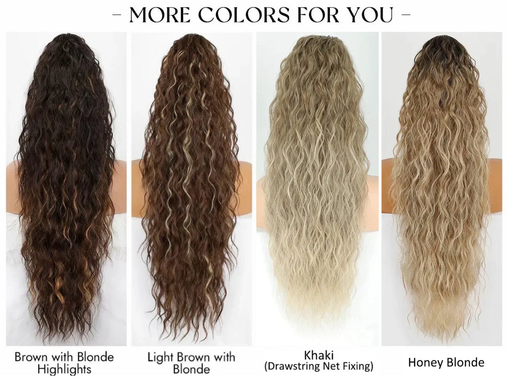 🩷Curly Wavy Frizzy Hair Extension with Ponytail