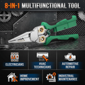 8-in-1 Wire Crimper Stripper with Voltage Detector & Dual Alarms - Heavy Duty 12-250V AC/DC Tester