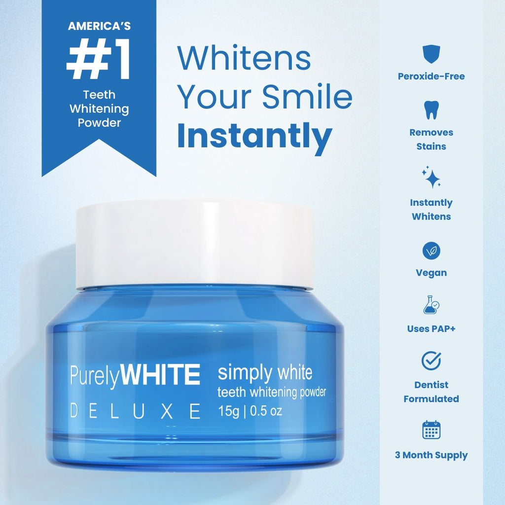 PurelyWHITE | Teeth Whitening Powder | InstantWhitening and Stain Removal, Oral Stain RemoverFor Sensitive Teeth