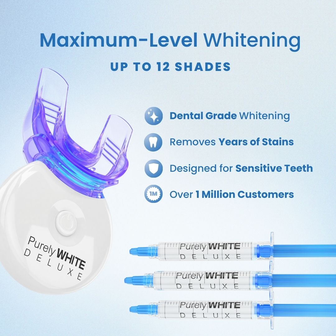 PurelyWHITE Teeth Whitening Kit |Advanced 10XLED Light, Instant Whitening, Oral Stain Remover For Sensitive Teeth