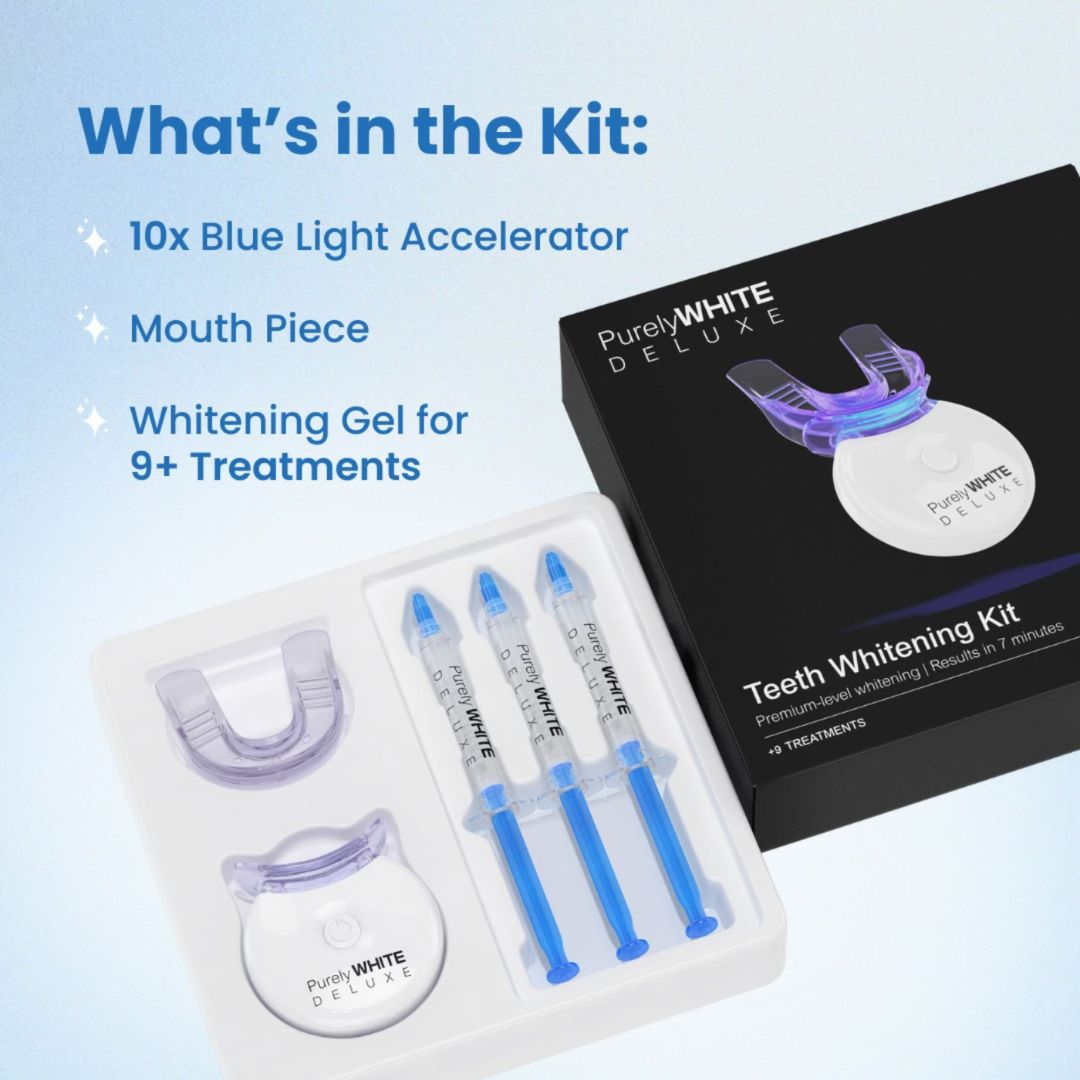 PurelyWHITE Teeth Whitening Kit |Advanced 10XLED Light, Instant Whitening, Oral Stain Remover For Sensitive Teeth