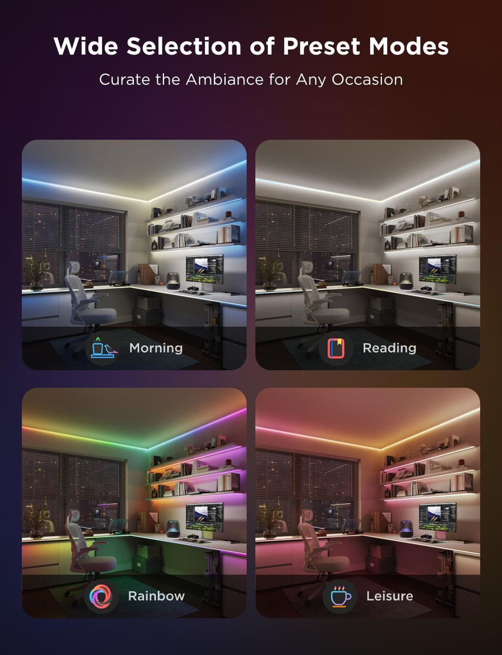 Govee COB LED Strip Light Pro, LED Lights for Bedroom Compatible with Alexa, Google Assistant and Matter, RGBICW Light with Warm White, Smart Strip Light, LED Lights for Bedroom, Color Changing, 9.8ft