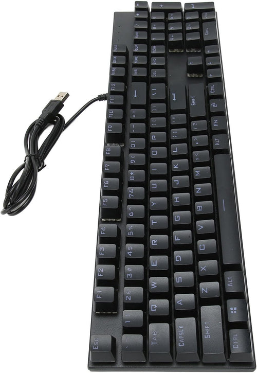 104-Key Blue Switch RGB Mechanical Keyboard with 28 Backlight Modes & Ergonomic Design
