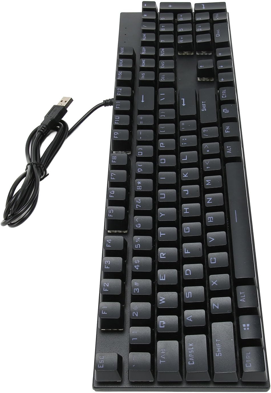 104-Key Blue Switch RGB Mechanical Keyboard with 28 Backlight Modes & Ergonomic Design