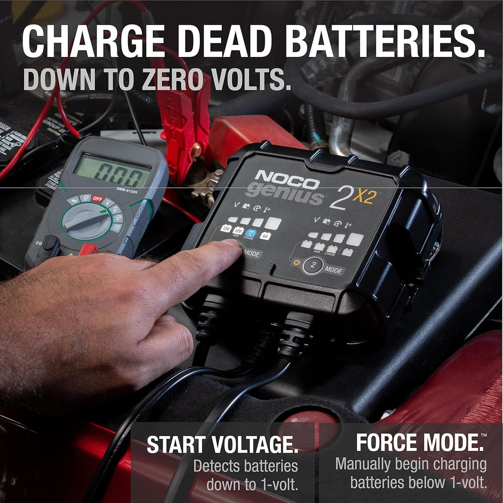 2-Bank Smart Battery Charger, 4A 6V/12V Automatic Maintainer & Desulfator for Lead-Acid & Lithium