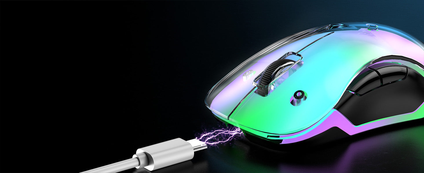 Silent Wireless Gaming Mouse with Rechargeable Battery & Adjustable DPI - Ergonomic Design for PC/Work