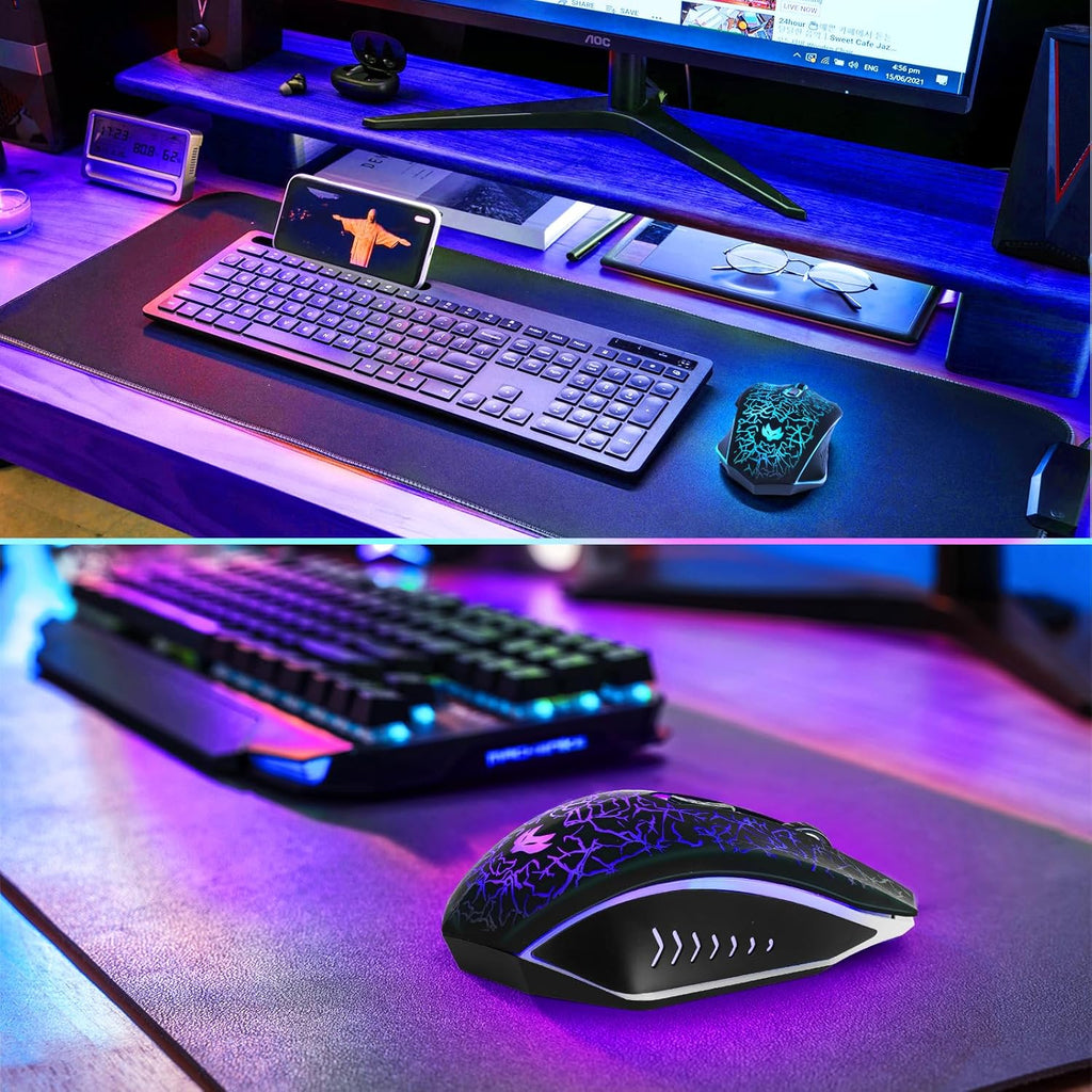 Rechargeable Wireless Gaming Mouse with 12000 DPI, 7 Programmable Buttons & RGB Lighting