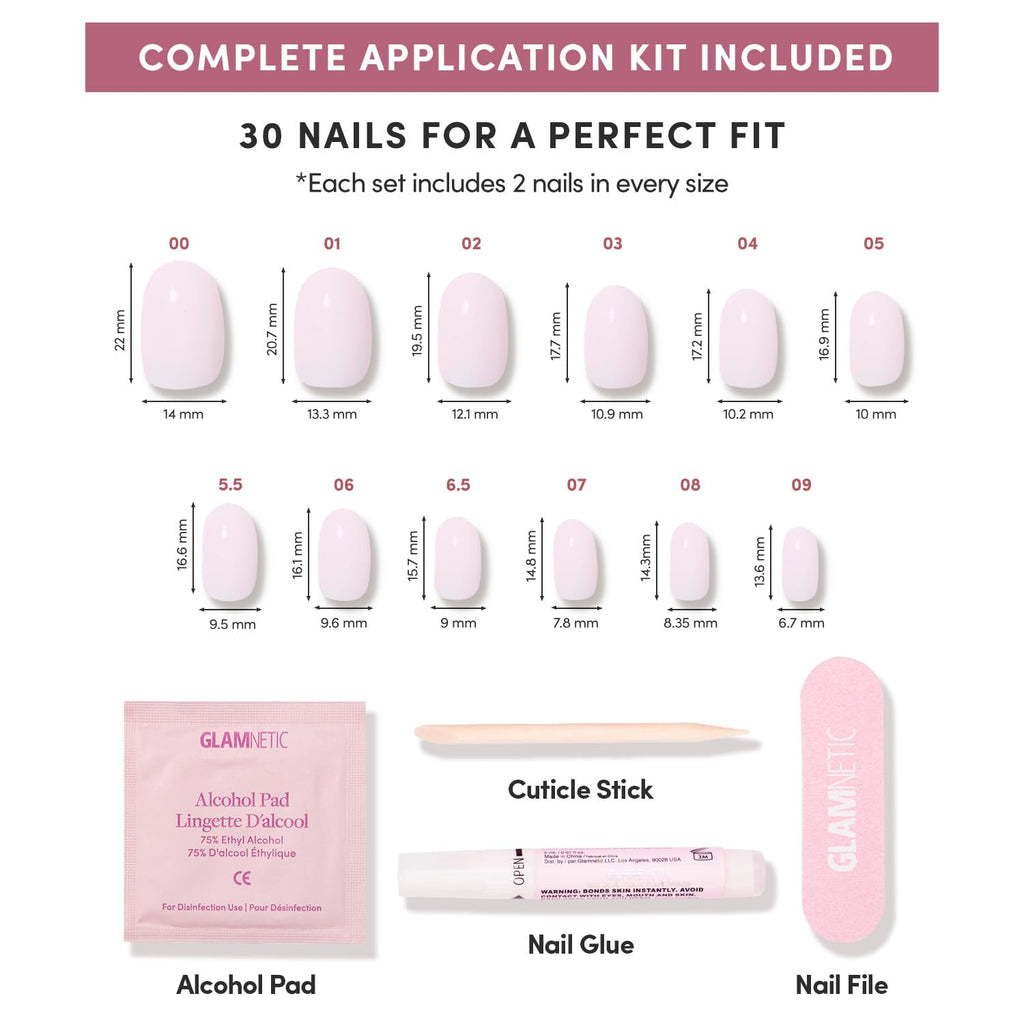 Short Round Press-On Nails - Milky Pink Blush | Salon-Quality & Reusable Fake Nails Kit with 12 Sizes