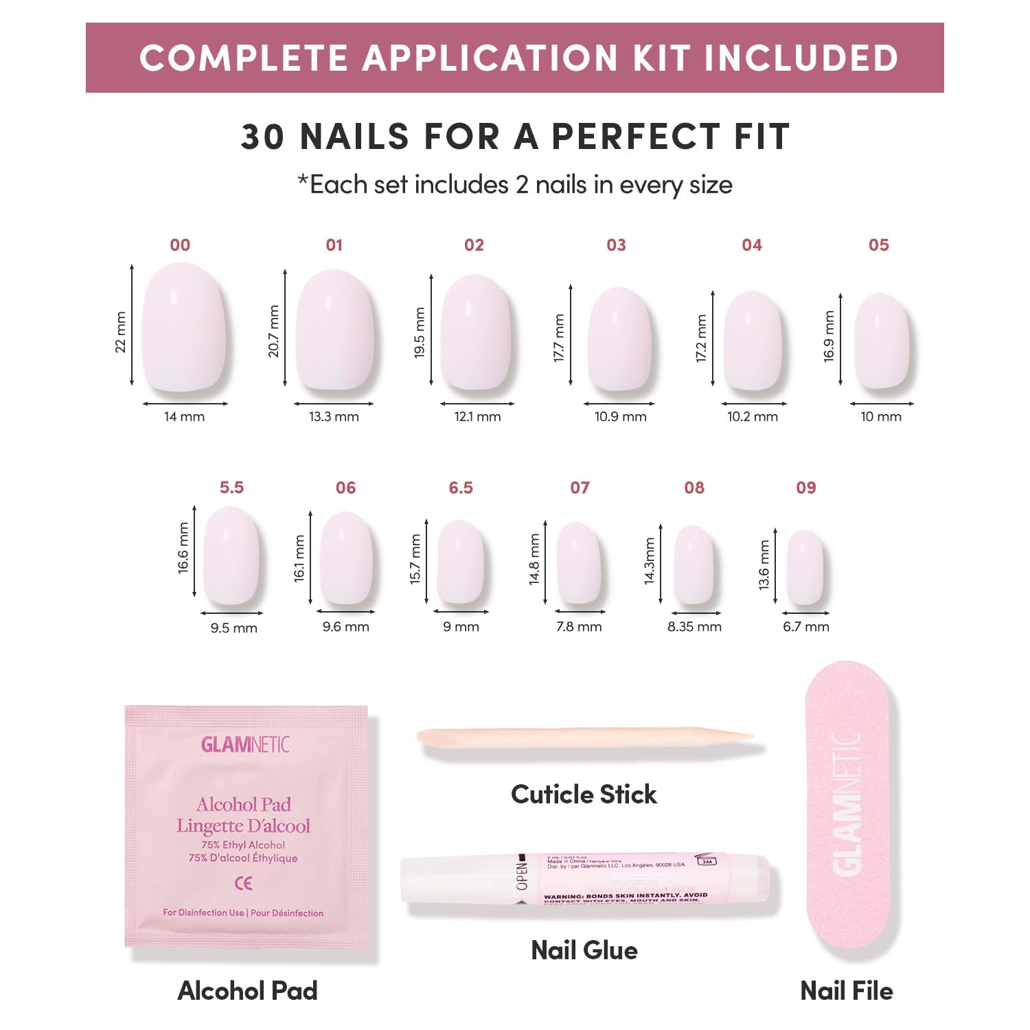 Short Round Press-On Nails - Milky Pink Blush | Salon-Quality & Reusable Fake Nails Kit with 12 Sizes