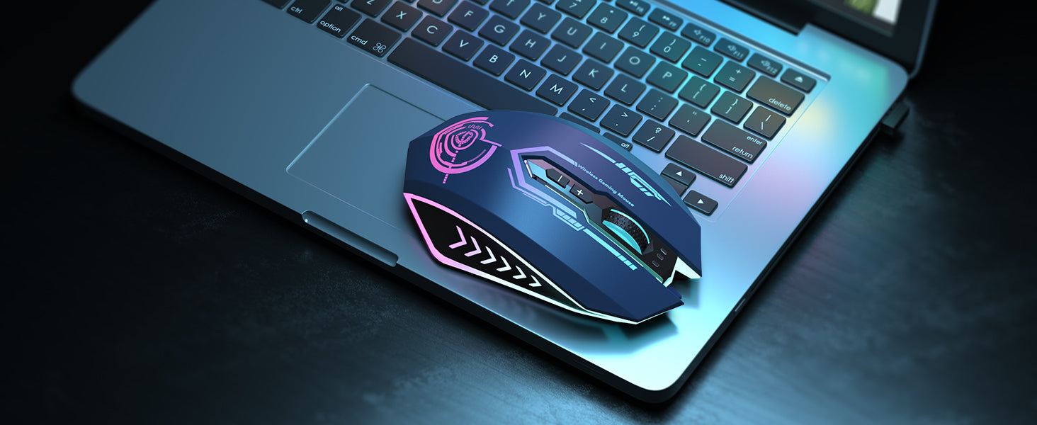 Aesthetic Wireless Mouse with Customizable Covers & LED Mood Lighting - Rechargeable Ergonomic Design, 1200 DPI
