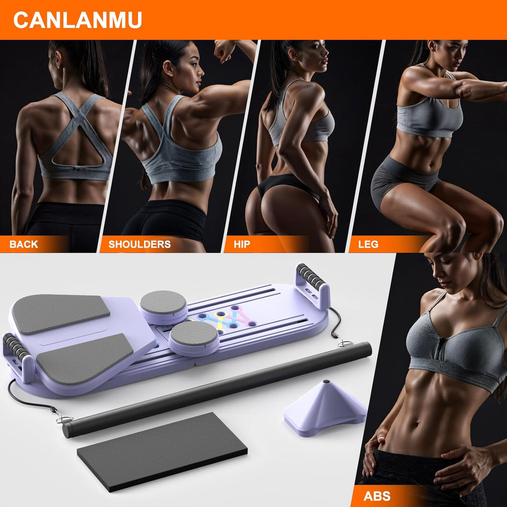 Multifunctional Pilates Board and Foldable Reformer Set for Home Gym, Ab Core Trainer Machine