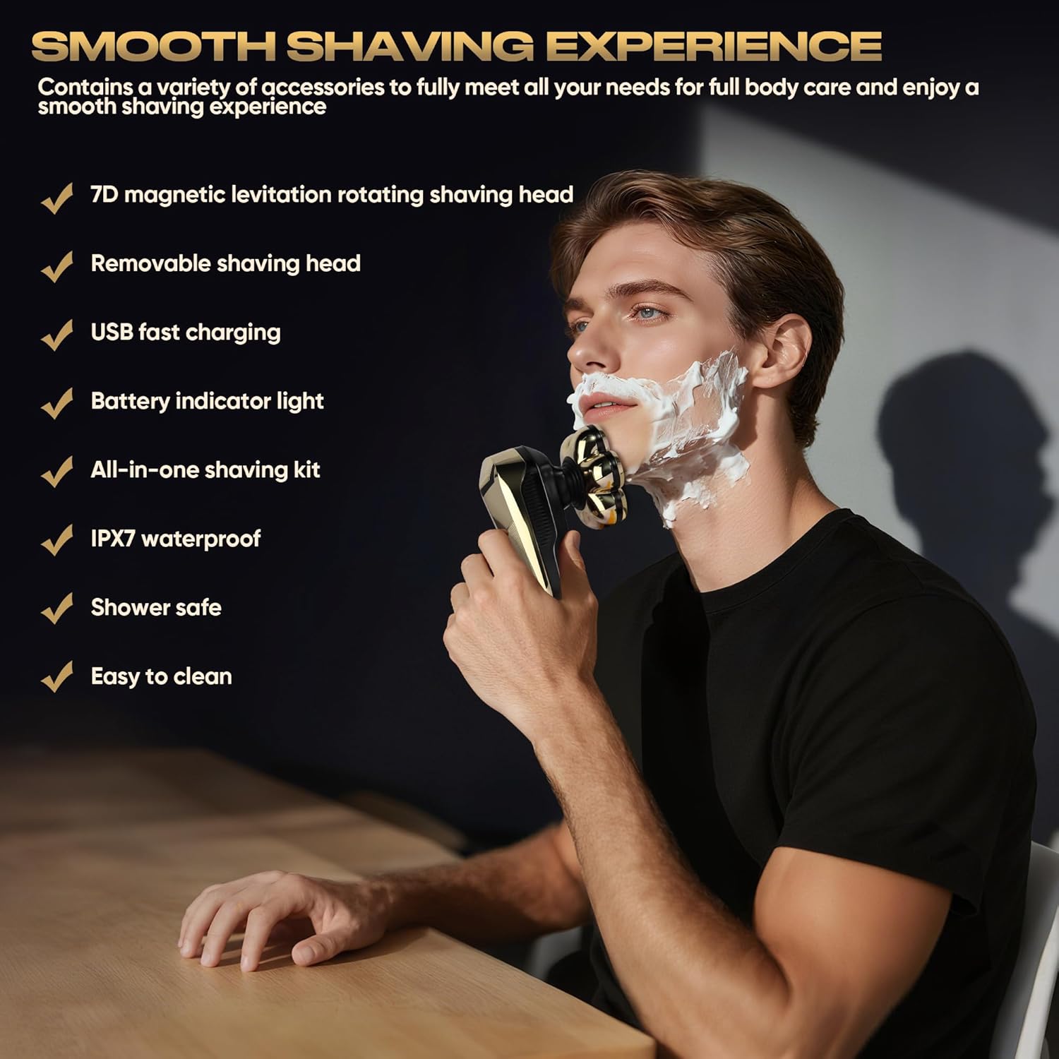7D Magnetic Electric Shaver for Women, Waterproof Head Razor & Grooming Kit with 140-Min Runtime