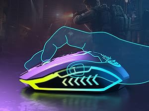 Rechargeable Wireless Gaming Mouse with RGB Backlighting, Ergonomic Design & 3600 DPI
