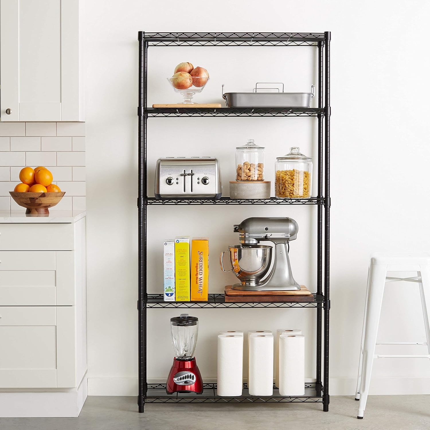 5-Shelf Adjustable Heavy Duty Steel Wire Rack Storage Shelving Organizer, 36" x 14" x 72", Black