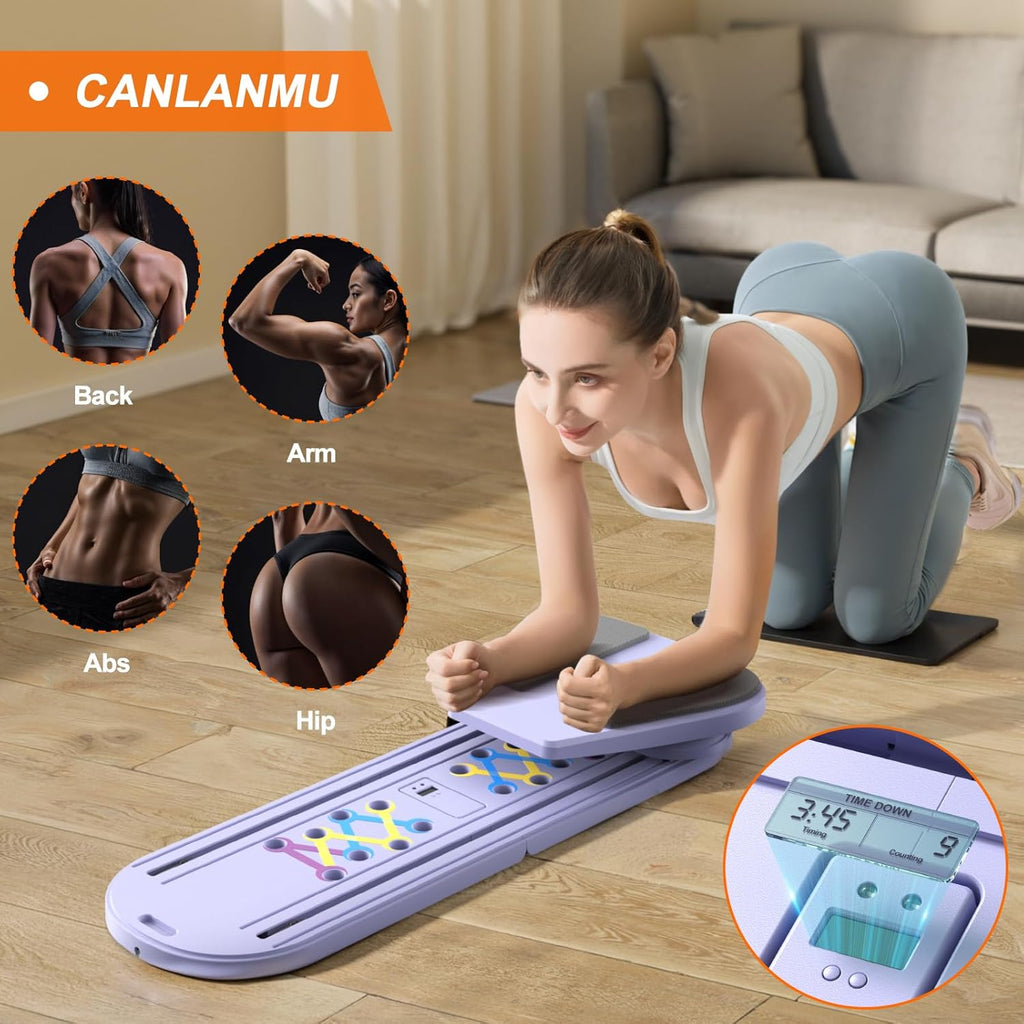 Multifunctional Pilates Board and Foldable Reformer Set for Home Gym, Ab Core Trainer Machine
