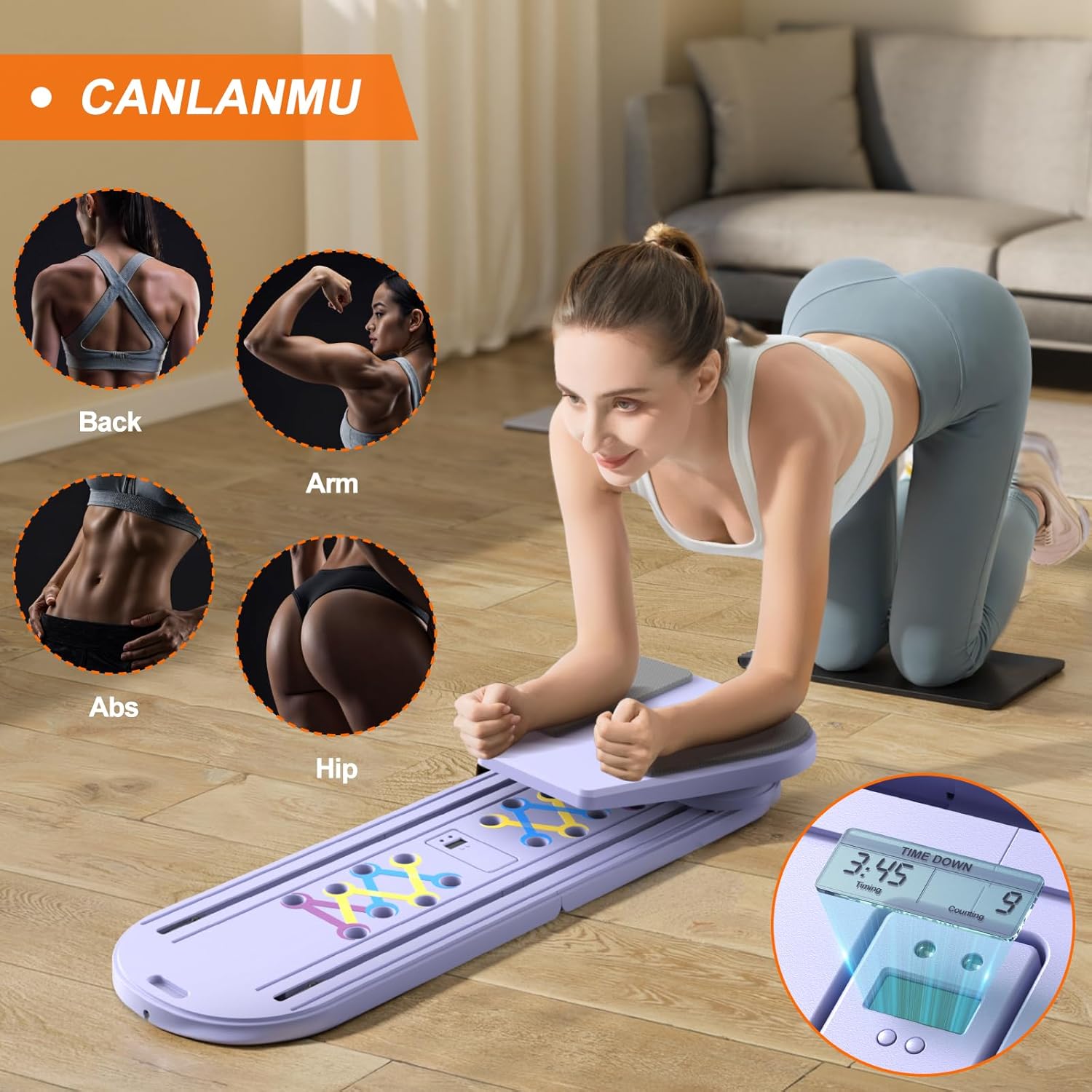 Multifunctional Pilates Board and Foldable Reformer Set for Home Gym, Ab Core Trainer Machine