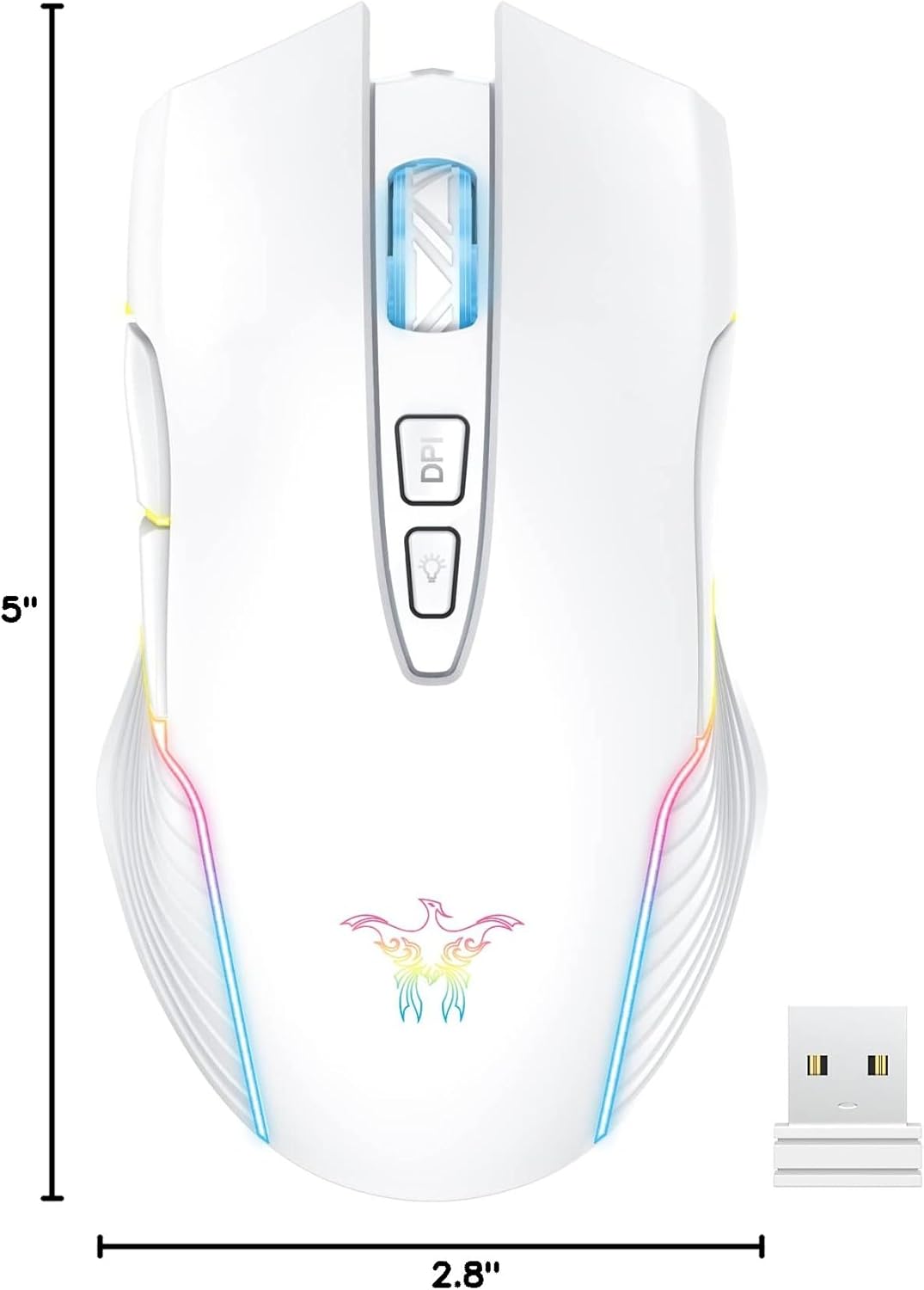 Silent Wireless Gaming Mouse with Rechargeable Battery & Adjustable DPI - Ergonomic Design for PC/Work