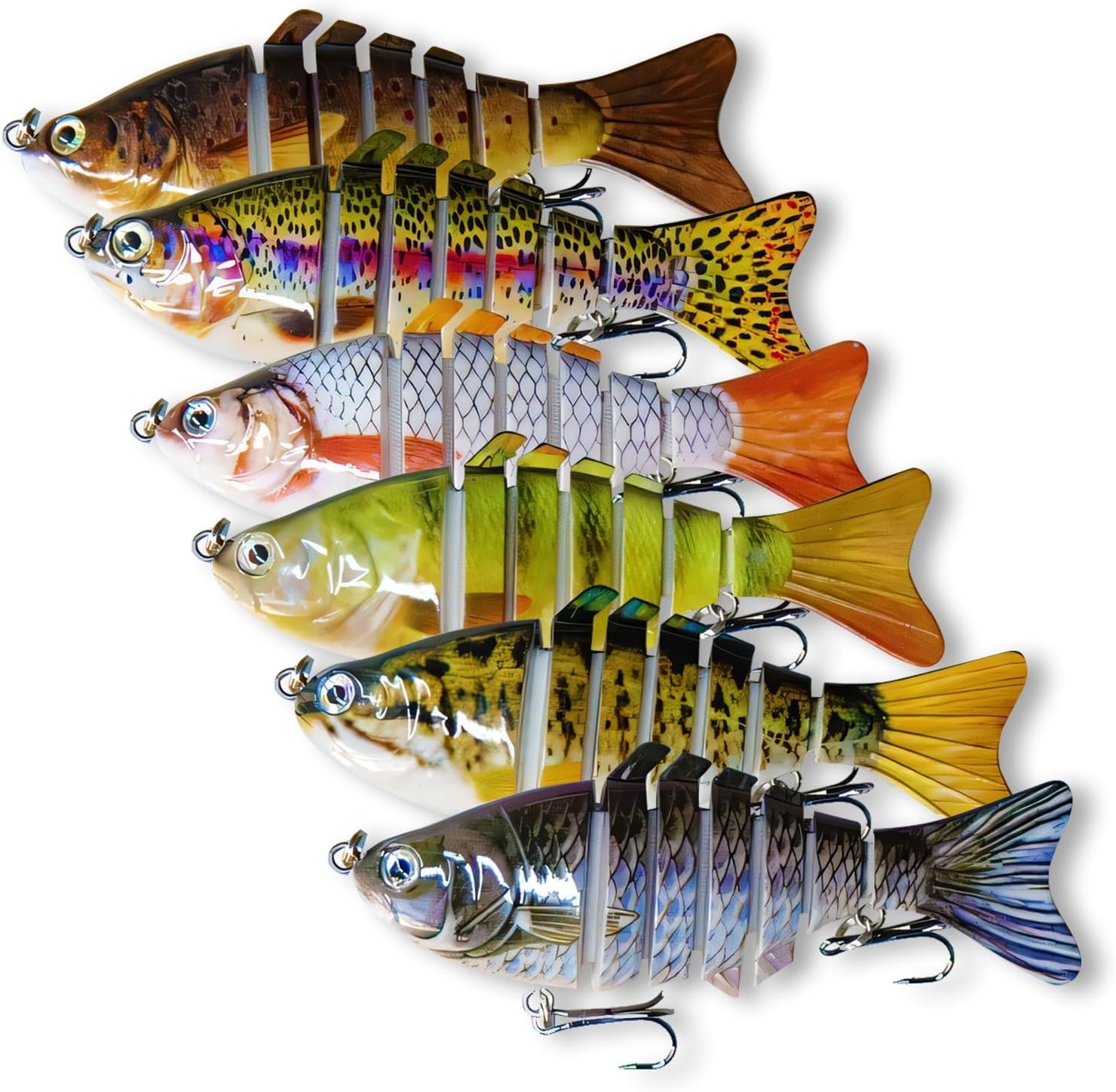 6PCS Multi-Jointed Slow Sinking Swimbaits for Bass Trout Freshwater Saltwater Fishing Lures