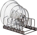 Pot Lid Organizer Rack for Cabinet and Countertop, 7 Adjustable Compartments for Pans and Bakeware
