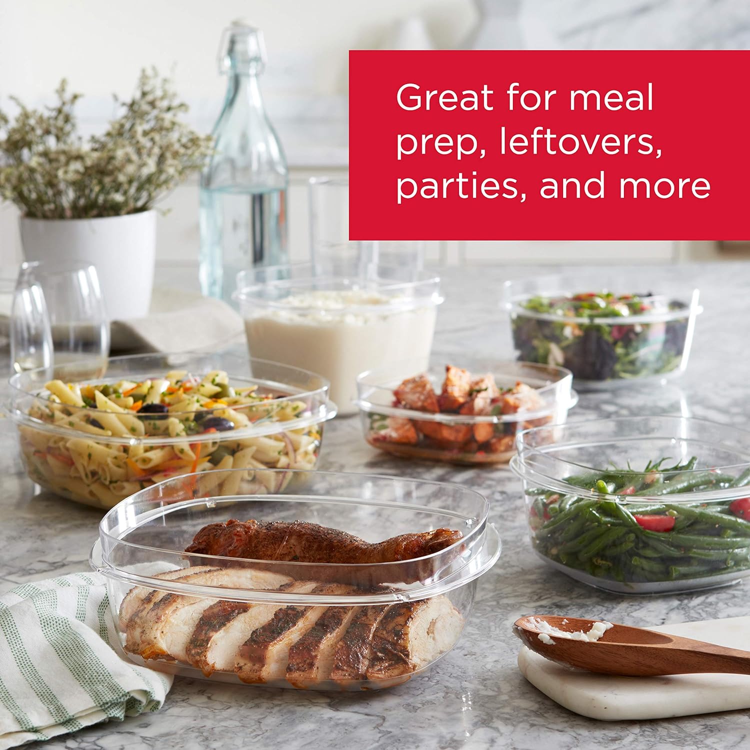 28-Piece Food Storage Containers with Snap Lids, Stain-Resistant Tritan Bases