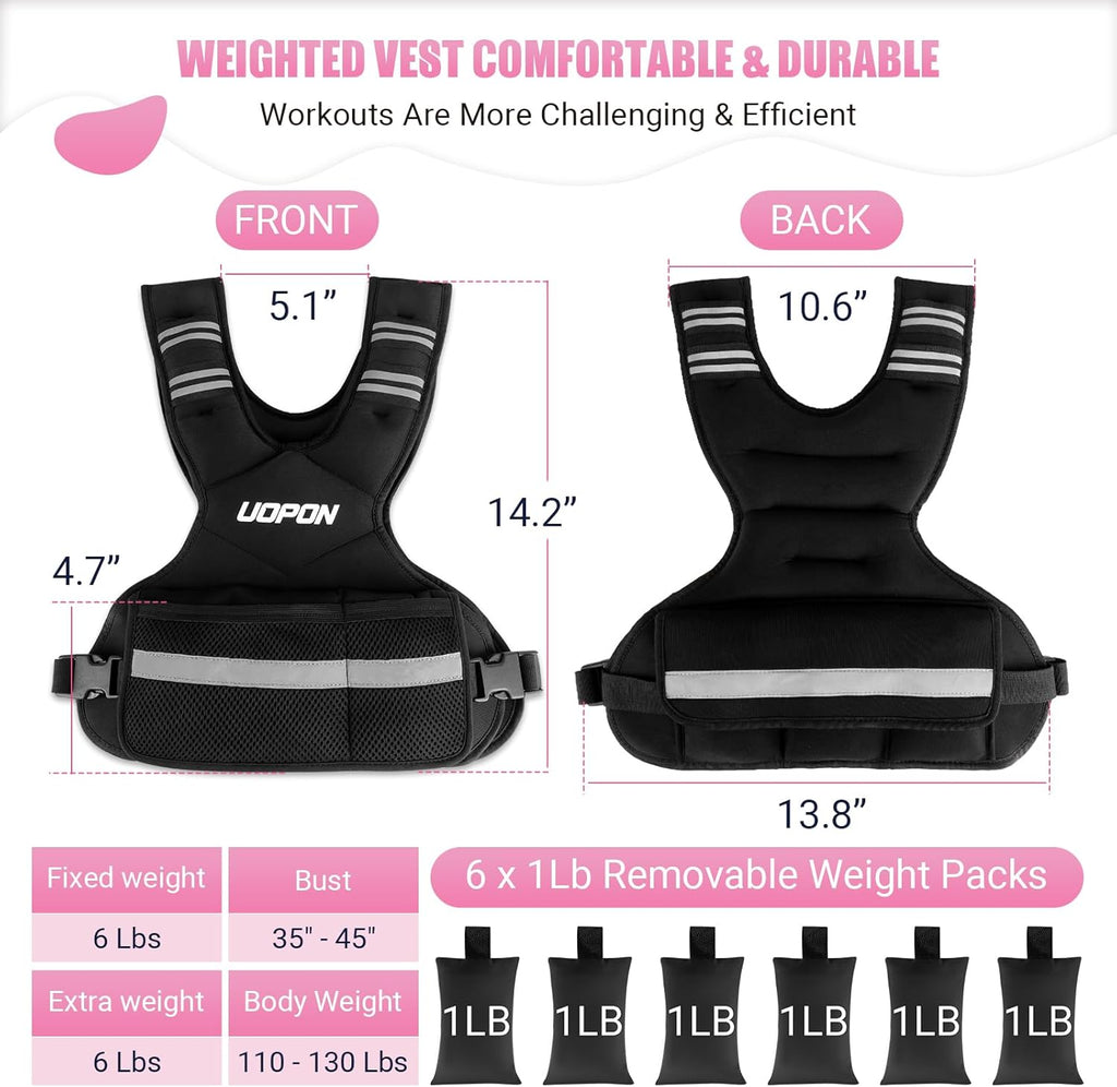 Adjustable Weighted Vest for Women & Men, 6-12lbs Rucking Vest for Running & Bone Density