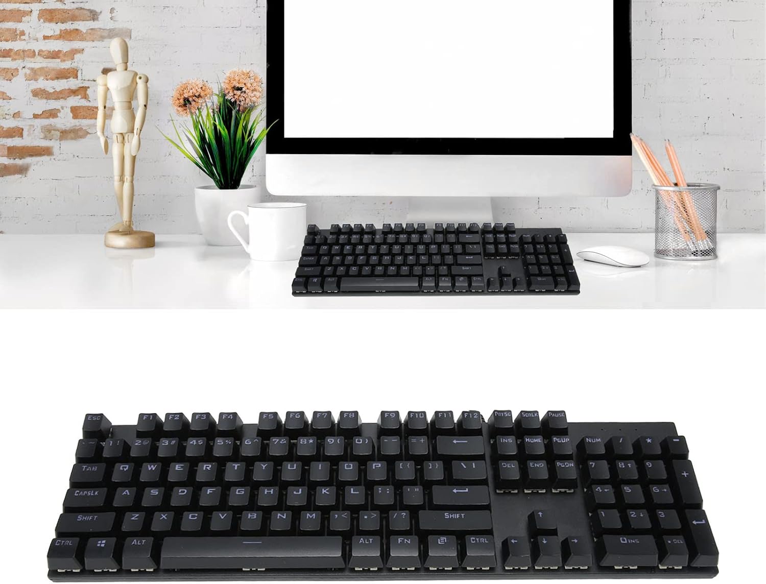 104-Key Blue Switch RGB Mechanical Keyboard with 28 Backlight Modes & Ergonomic Design