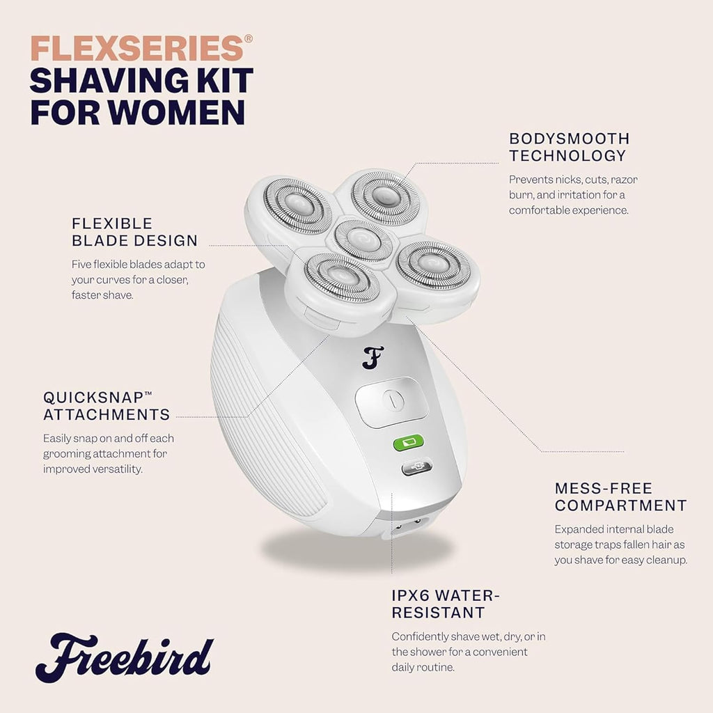 Electric Razor for Women - 5-Blade Shaver for Legs, Body & Sensitive Bikini Areas - Cordless & Rechargeable