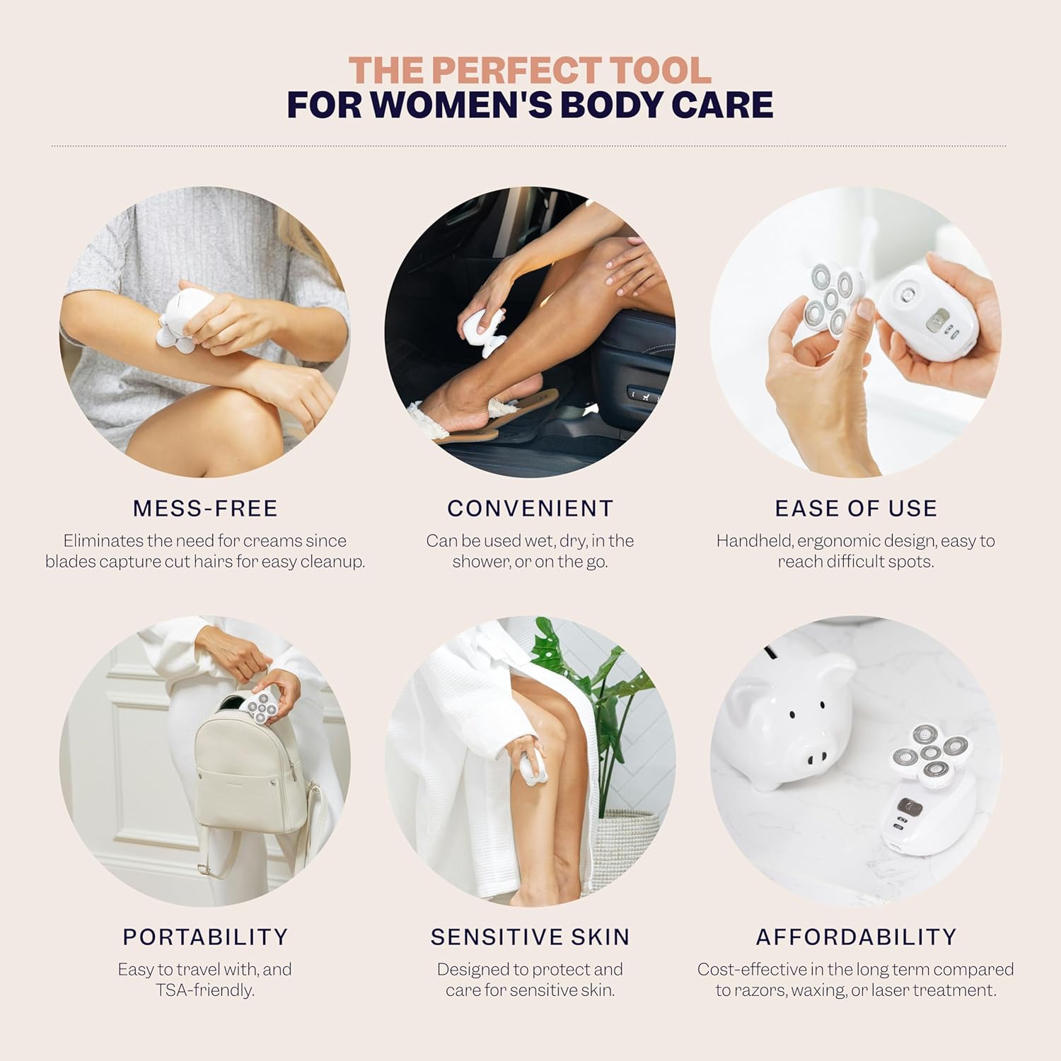 Electric Razor for Women - 5-Blade Shaver for Legs, Body & Sensitive Bikini Areas - Cordless & Rechargeable