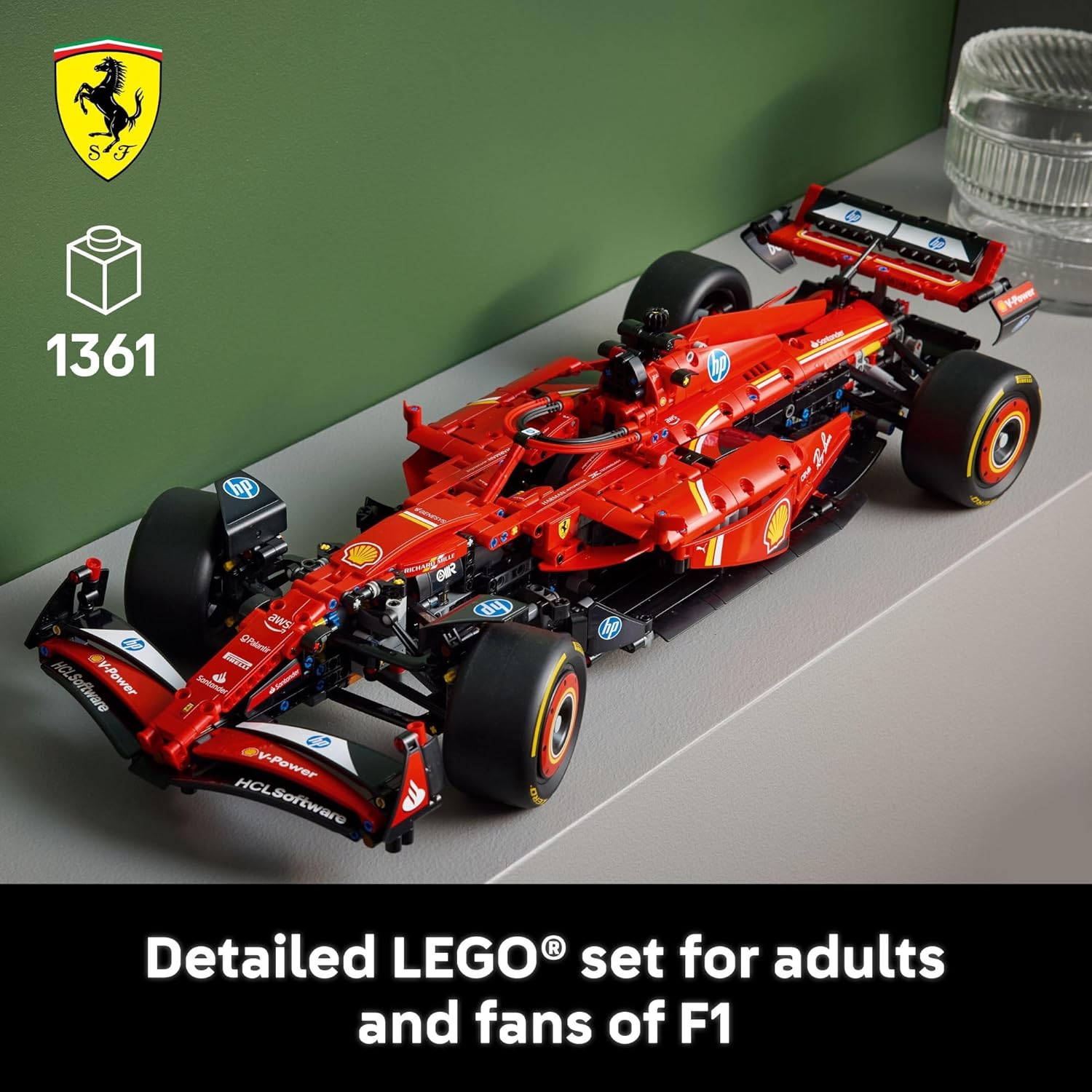 LEGO Technic Ferrari SF-24 F1 Model Car Kit - Building Set for Adults, Ages 18+ W/Realistic Features - Bedroom, Home Office, Desk Decor - Gift for Christmas - 42207