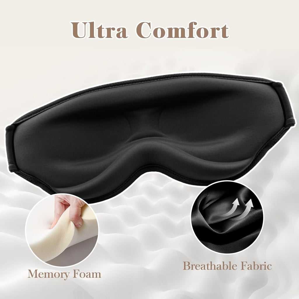3D Contour Sleep Mask for Men & Women - 100% Pressure-Free & Light Blocking Eye Mask with Adjustable Strap for Side Sleepers