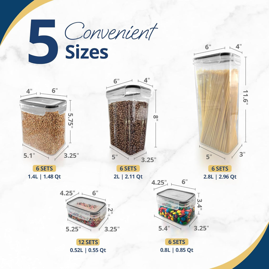 36-Piece Airtight Food Storage Containers with Lids - BPA-Free Plastic Pantry Organizers