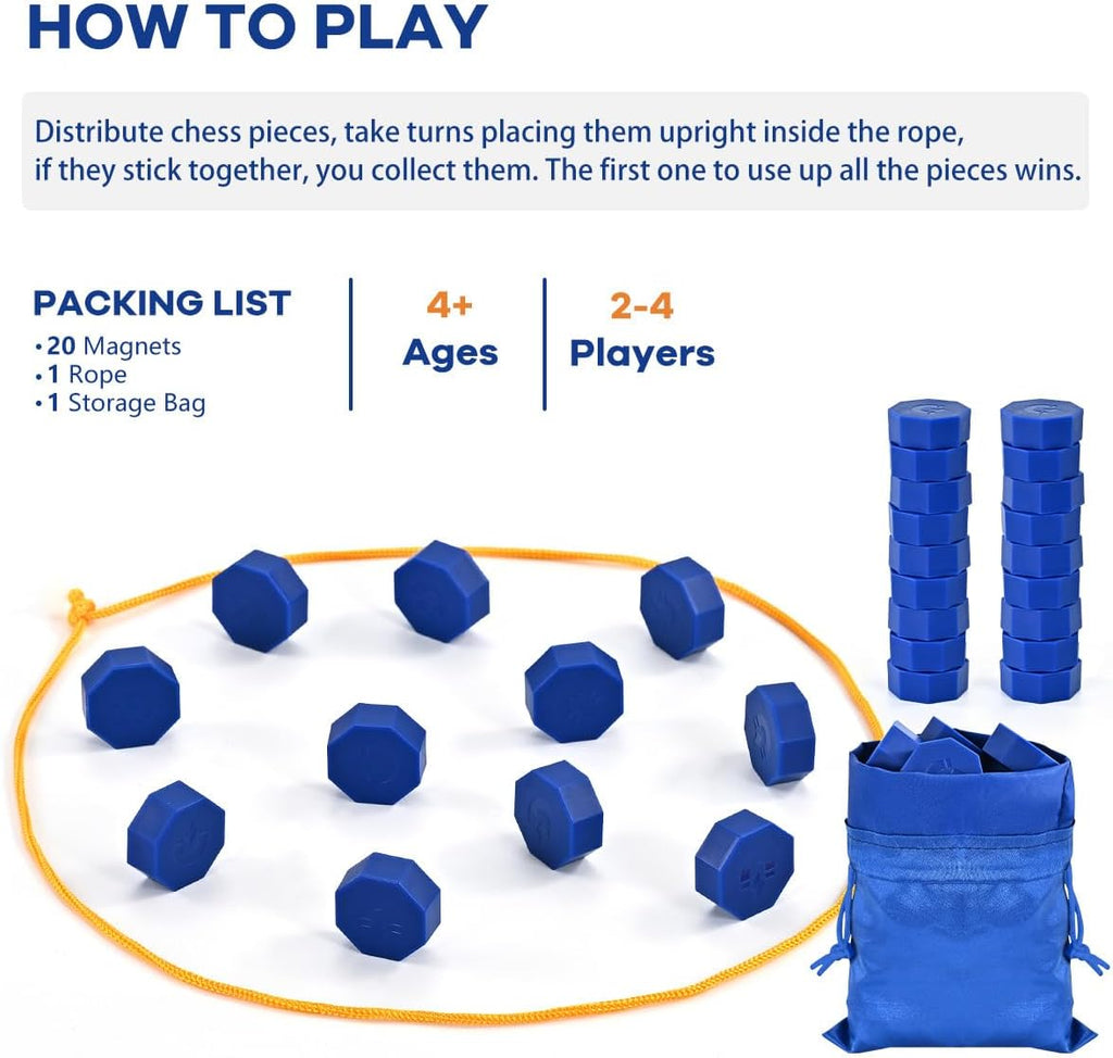 Magnetic Strategy Game with Full-Size Stones & String Boundary | Portable 2-Player Fun for All Ages
