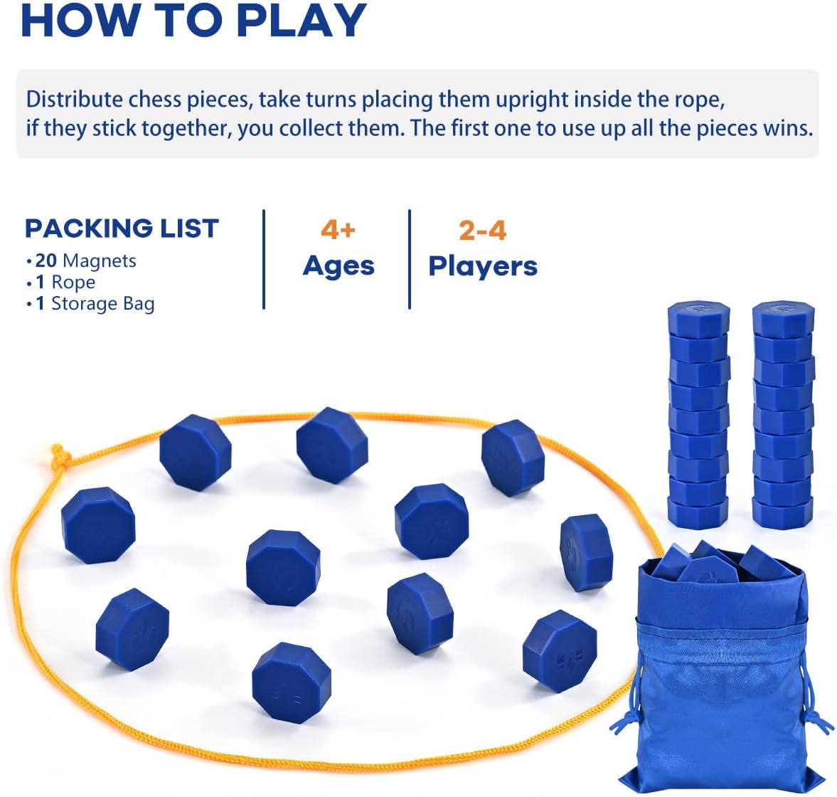 Magnetic Strategy Game with Full-Size Stones & String Boundary | Portable 2-Player Fun for All Ages