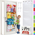 Over the Door Stuffed Animal Storage Organizer with 4 Large Mesh Pockets for Plush Toys