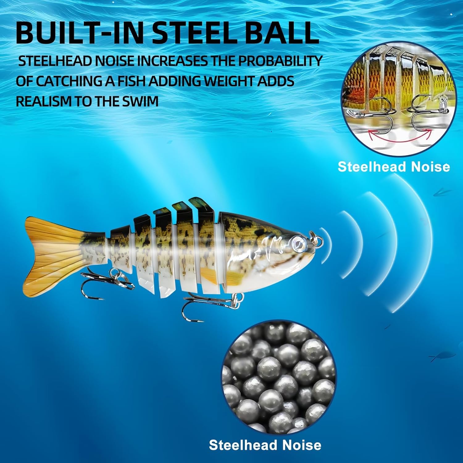 6PCS Multi-Jointed Slow Sinking Swimbaits for Bass Trout Freshwater Saltwater Fishing Lures