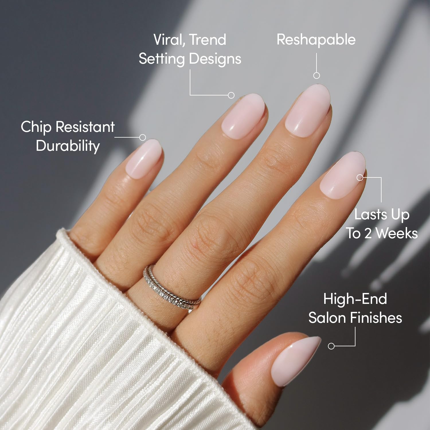 Short Round Press-On Nails - Milky Pink Blush | Salon-Quality & Reusable Fake Nails Kit with 12 Sizes