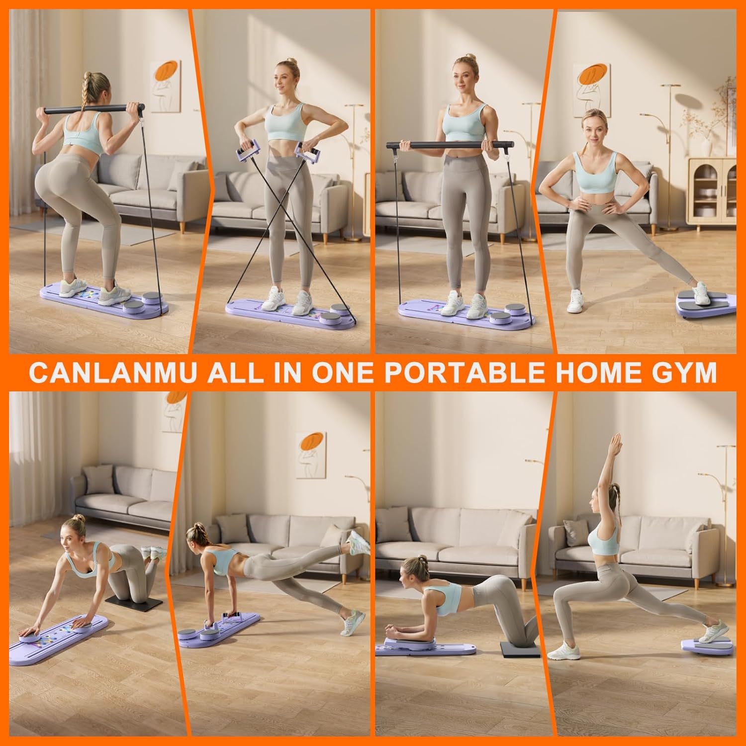 Multifunctional Pilates Board and Foldable Reformer Set for Home Gym, Ab Core Trainer Machine