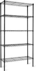 5-Shelf Adjustable Heavy Duty Steel Wire Rack Storage Shelving Organizer, 36" x 14" x 72", Black