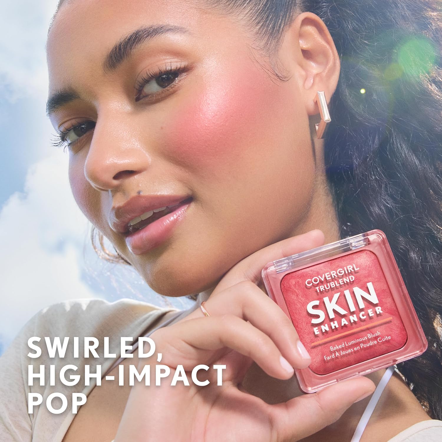 Baked Luminous Blush with Hyaluronic Acid & Rose Extract - Rose Latte (Nude with Pink Swirls)