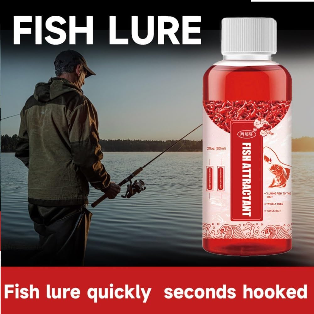 2PCS Red Worm Liquid Bait Fish Attractant, Concentrated Lure Enhancer for Freshwater & Saltwater