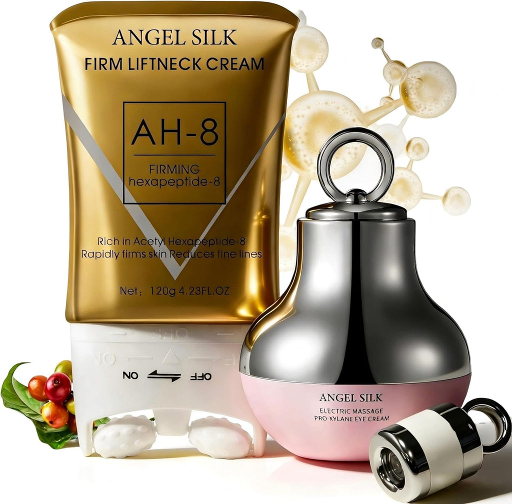 Firming Neck & Eye Cream Bundle with Electric Massage & Red Light, Anti-Wrinkle Revitalizing Set