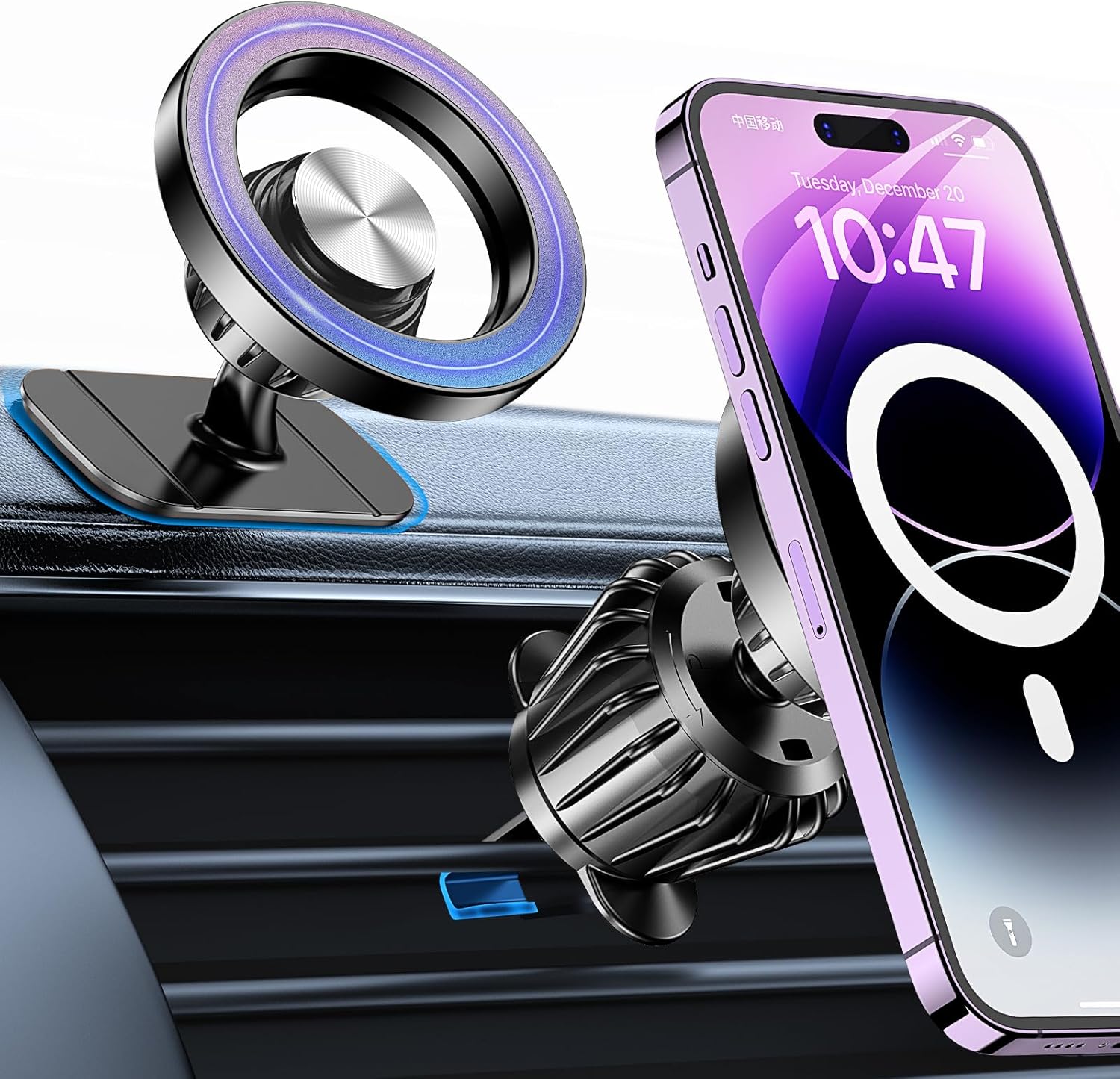 20-Strong Magnet MagSafe Car Mount for iPhone & Android | Dashboard Holder with Super Adhesive