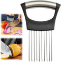 Stainless Steel Onion Slice Holder and Vegetable Slicer for Safe Even Cutting