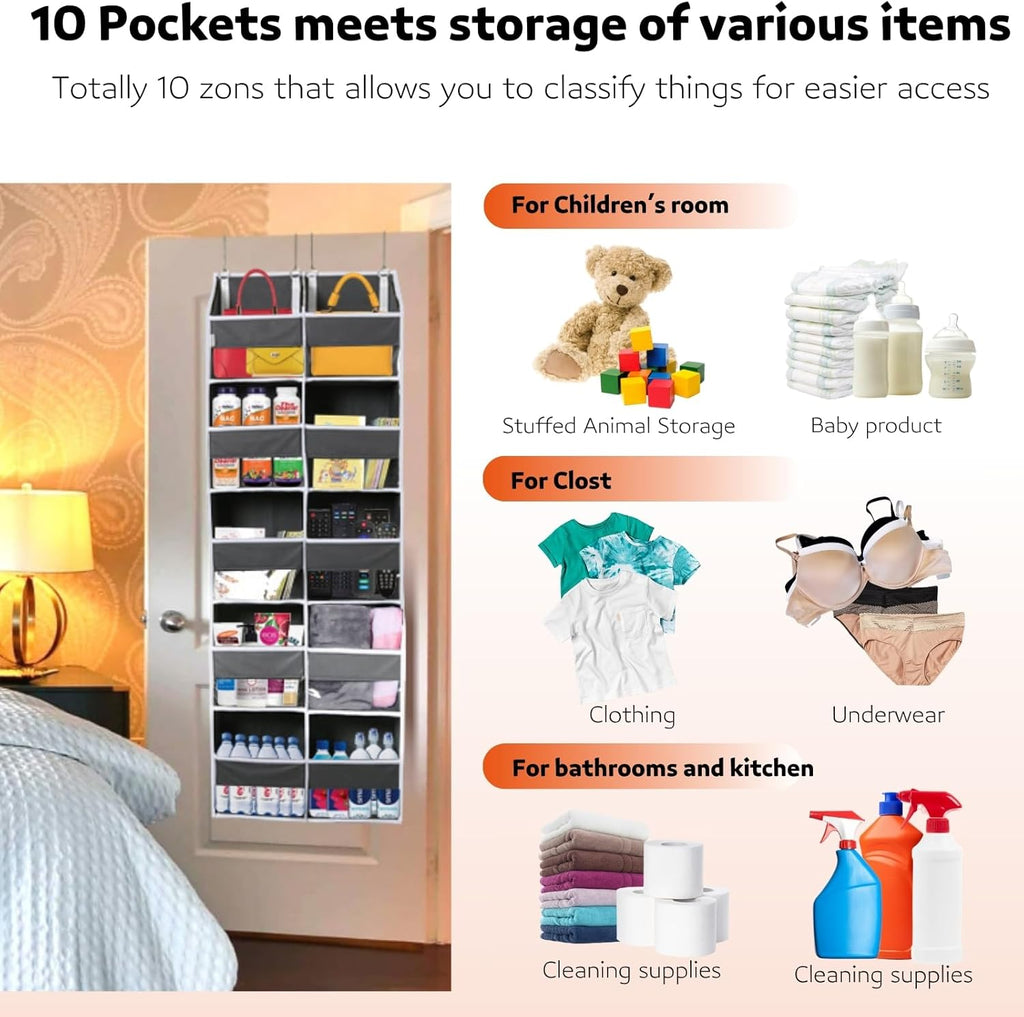5-Tier Over the Door Organizer with 10 Compartments, 80lbs Capacity Extra Large Storage