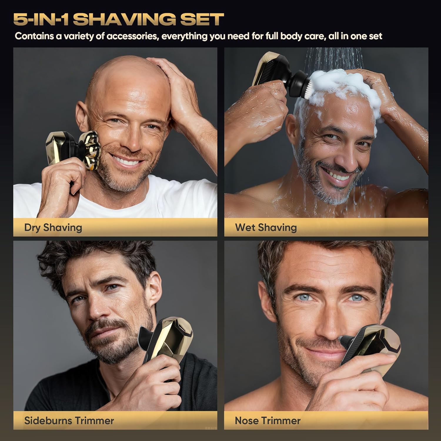 7D Magnetic Electric Shaver for Women, Waterproof Head Razor & Grooming Kit with 140-Min Runtime