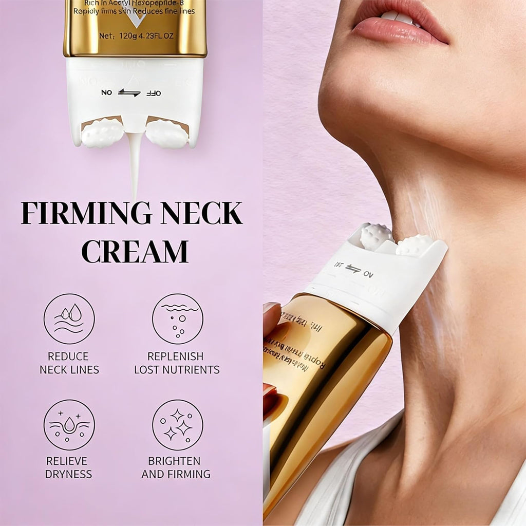 Firming Neck & Eye Cream Bundle with Electric Massage & Red Light, Anti-Wrinkle Revitalizing Set
