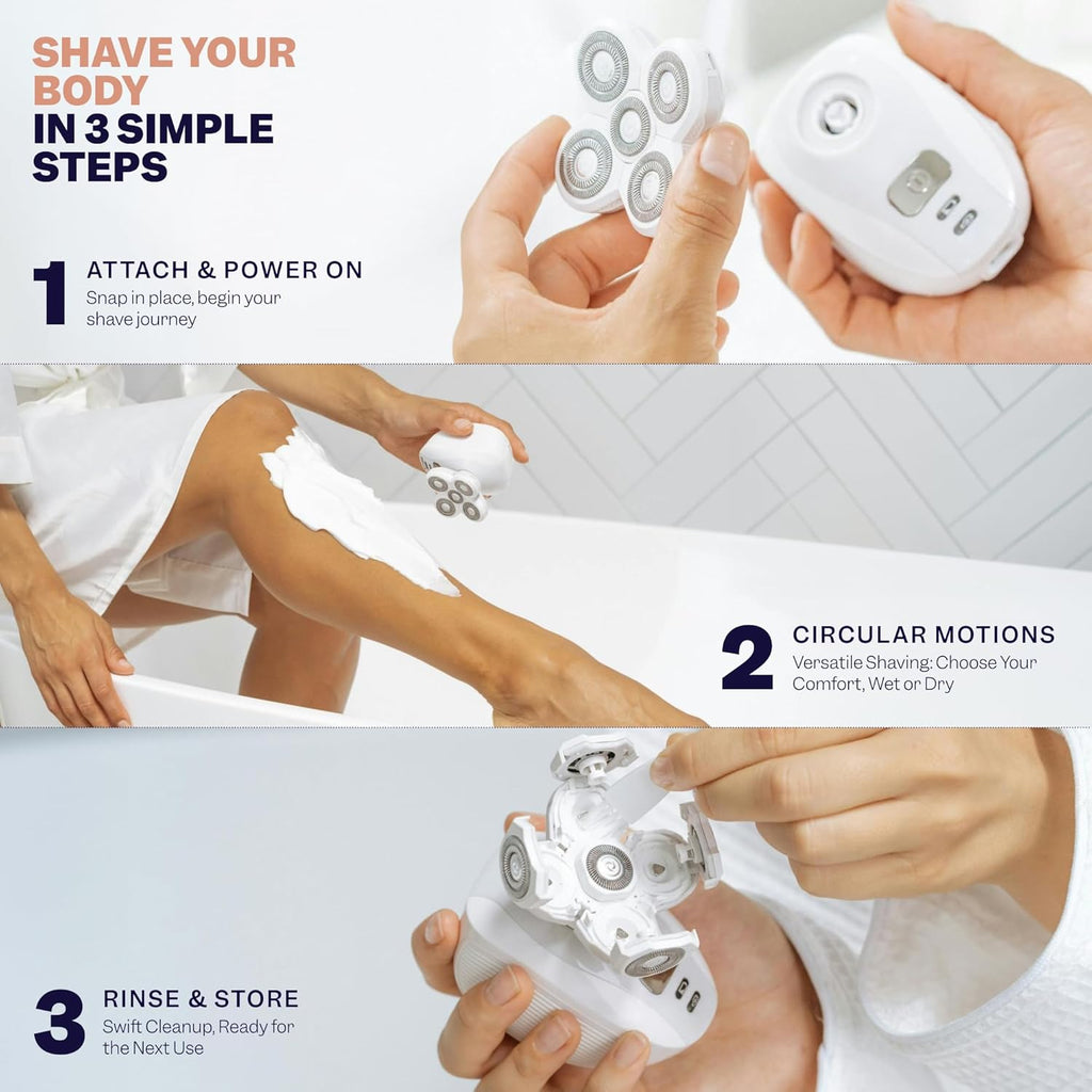 Electric Razor for Women - 5-Blade Shaver for Legs, Body & Sensitive Bikini Areas - Cordless & Rechargeable