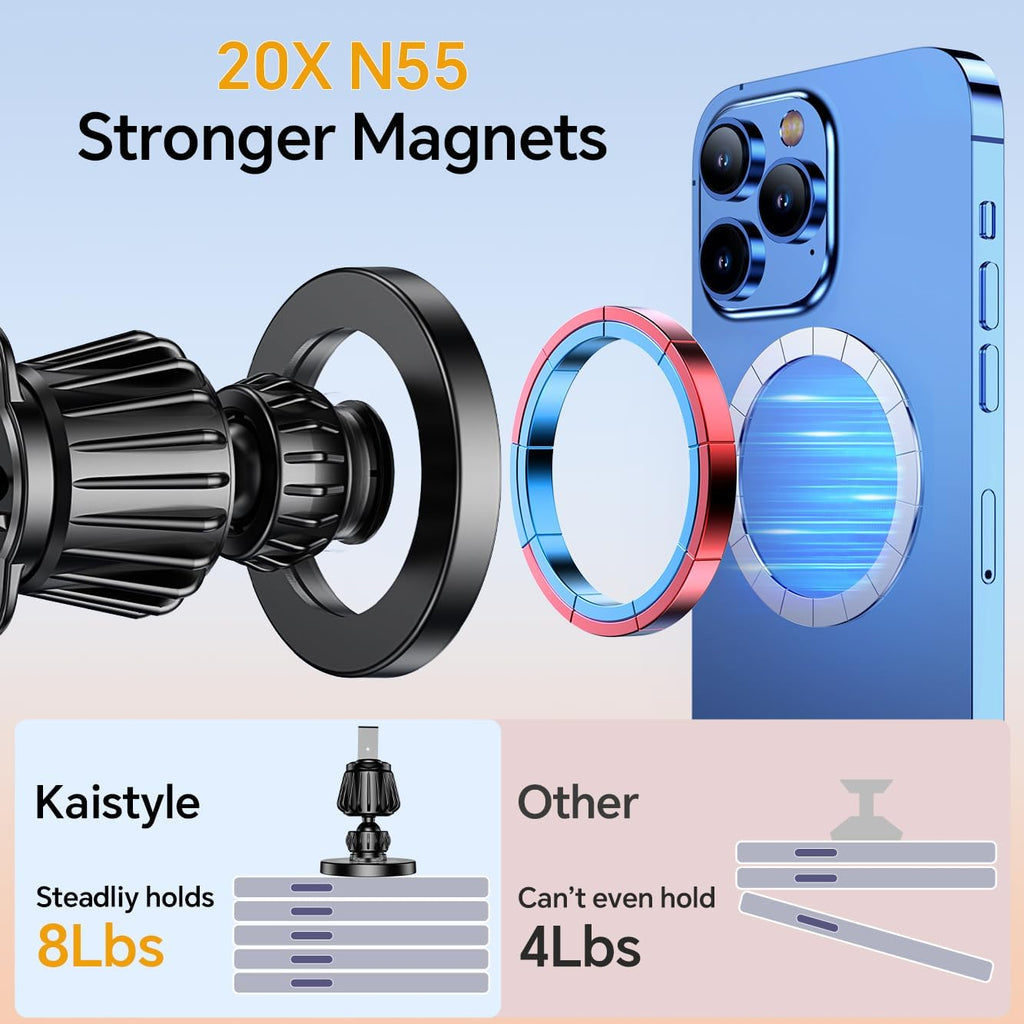 20-Strong Magnet MagSafe Car Mount for iPhone & Android | Dashboard Holder with Super Adhesive