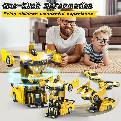 2-in-1 Transforming RC Car with 360° Spin, 2.4GHz Remote Control for Kids Ages 3-8
